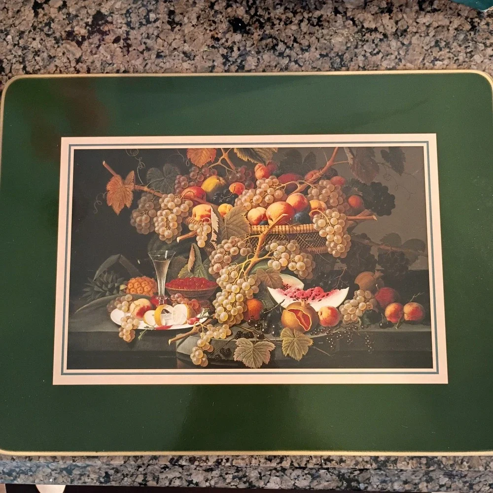 Cloverleaf Place Mats Set of 4 Still Life Fruit Severin Roesen Cork Back England
